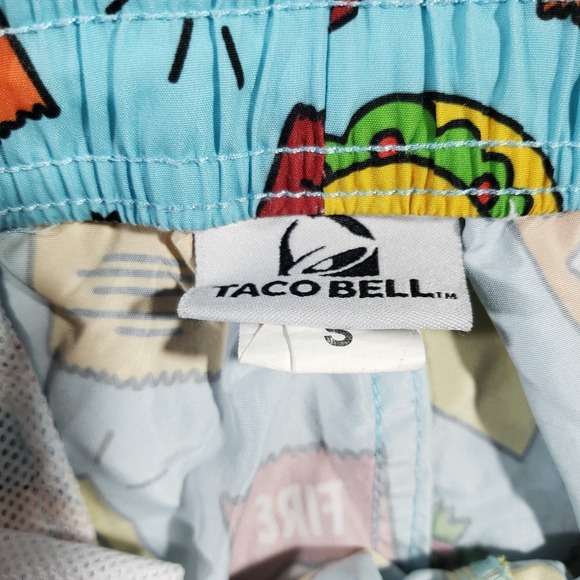 Taco Bell Hot Sauce Collection Swim Trunk Mens Small Blue Hot Fire Mild Novelty - Picture 5 of 6